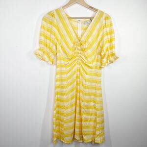 FaithfullTheBrand Womens Yellow Plaid Dress Cottagecore Boho Feminine Size S NWT